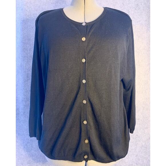 Talbots Women’s Black Silk Blend Cardigan, Size L, Classic Long Sleeves - Picture 3 of 11